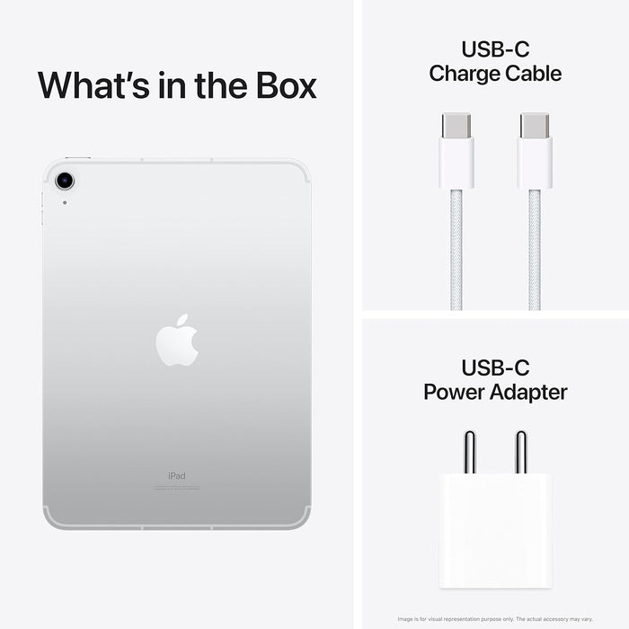 Apple iPad (10th Generation): with A14 Bionic chip, 256GB, Wi-Fi 6, 12MP front/12MP Back Camera, Touch ID, All-Day Battery Life-Silver