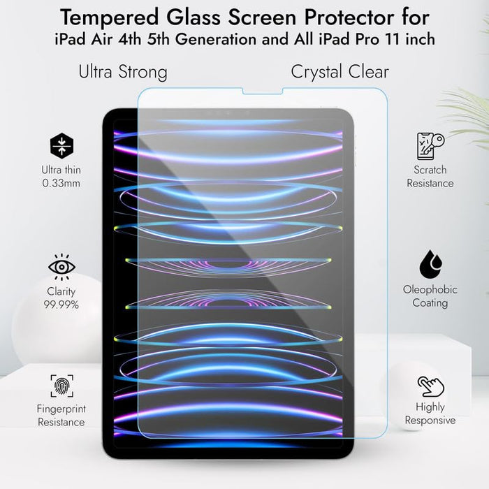 Robustrion Tempered Glass for iPad Air 4th 5th Generation/iPad Pro 11 inch 2022/2021/2020/2018 Screen Protector Guard - Pack of 1
